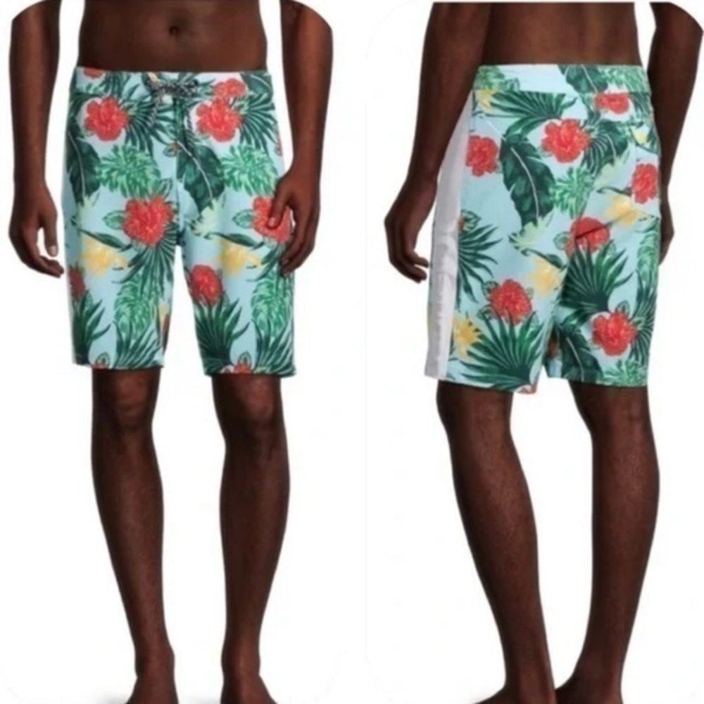 Hurley Men’s Floral Hibiscus Print 20” Swim Board Shorts Size 32 New